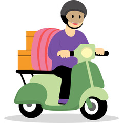 Muslim People Going Back Home by Motorbike