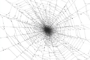 Obraz premium Graphic depiction of a spider web with a dark, concentrated center on a white background