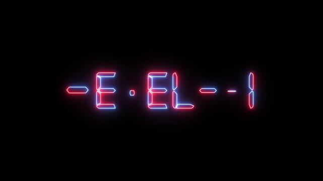 Level 71 text font with neon light. Level Up neon 71 sign. neon letters spelling out level Up appear on screen display change animation for video