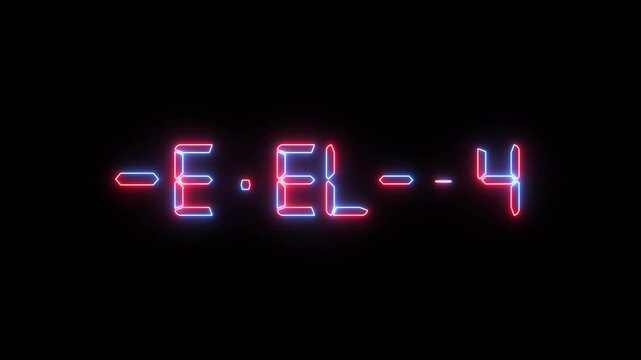 Level 74 text font with neon light. Level Up neon 74 sign. neon letters spelling out level Up appear on screen display change animation for video