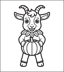 Fototapeta premium Cute animal with halloween costume black line art vector illustration coloring page or book design for kids fun activities