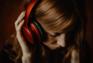 a woman with headphones