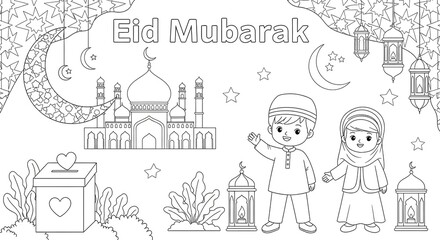 A black and white drawing of a man and woman in a kitchen