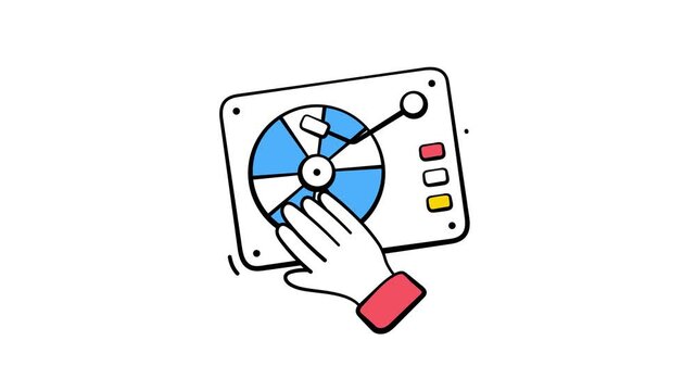 An animated icon of vinyl player in hand drawn style, modern animated vector