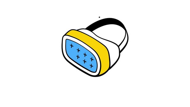 A hand drawn style animated icon showing vr headset, trendy animated vector