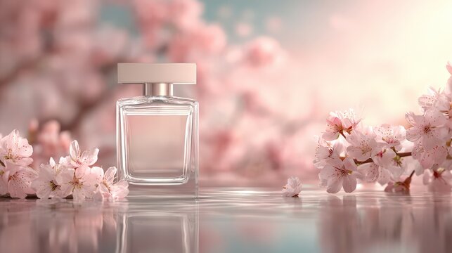 Dynamic Motion Perfume Shot with Pink Blossoms