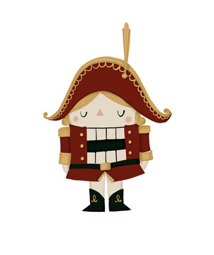 Illustration of the nutcracker on a transparent background. Cute cartoon style.