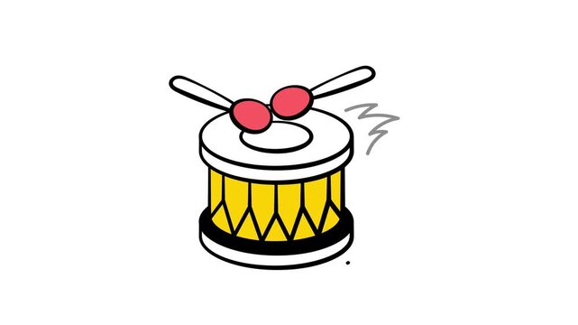 A vibrant drum with drumsticks symbolizing music, rhythm, and entertainment
