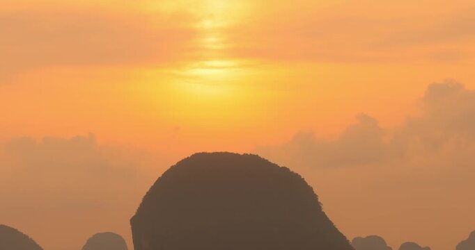 Cinematic Sunrise Tilt Up Over Karst Mountain, Din Daeng Doi, Krabi