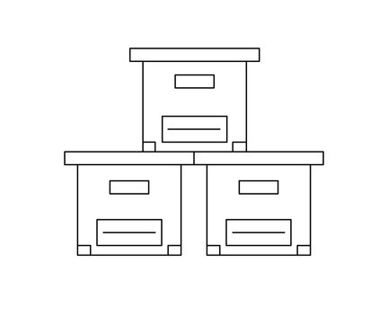 Stacked boxes line icon