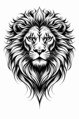 Fototapeta premium Vector Illustration of Blackwork Style Tattoo of Lion Face