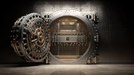 Fototapeta premium Open bank vault door security concept