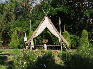 The traditional wigwam adorned with dreamcatcher decorations © wisannumkarng