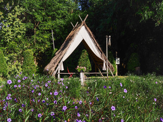The traditional wigwam adorned with dreamcatcher decorations © wisannumkarng