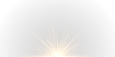 Obraz premium Golden starburst overlay with smooth light rays. Lens flare enhances brightness and energy. Transparent PNG element.