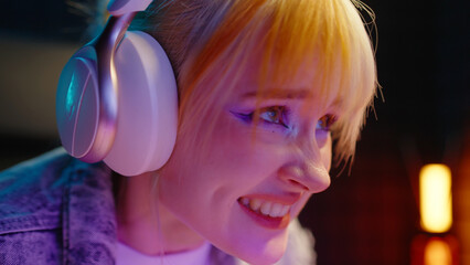 Young teen streamer gamer woman play fail online video game computer. Esport concept gaming virtual entertainment. E sport videogame tournament live stream. Female loser player girl loss competition. © Татьяна Епанешникова