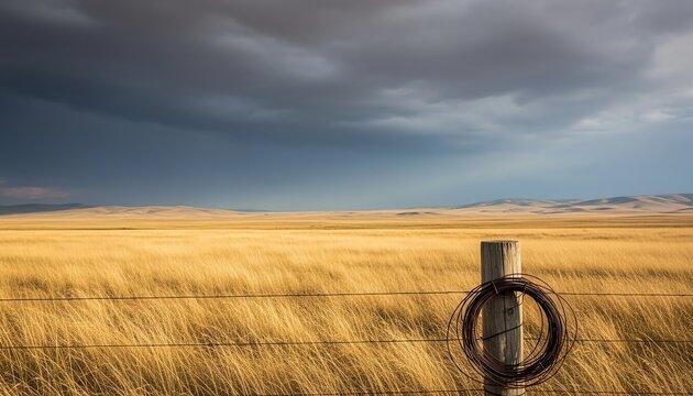 High quality professional stock photo of wind flatten the dry needlegrass against the earth