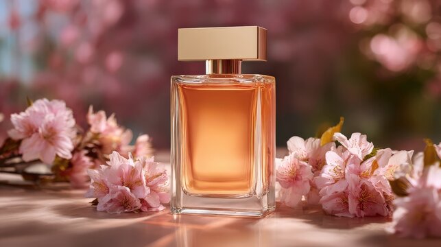 Dynamic Motion Perfume Shot with Pink Blossoms