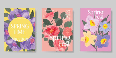 Naklejka premium watercolor Spring Floral invitation card vector. Hand drawn botanical flowers template background. Design illustration for wedding, vip cover, poster, rsvp modern card, birthday party.