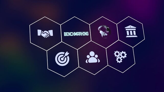 Professional benchmarking icon representing performance comparison, industry standards, competitive analysis, and business optimization metrics