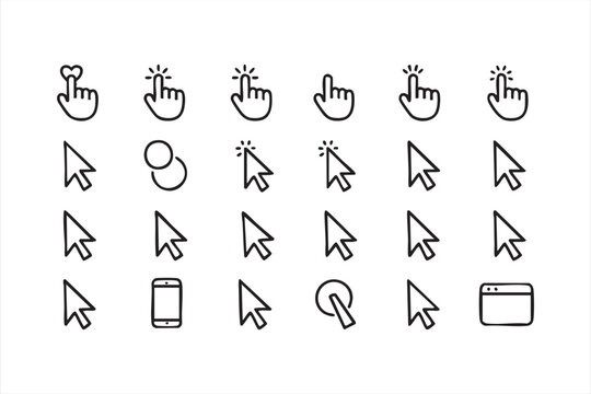 Cursor and mouse click icon pack for UX workflows and web applications