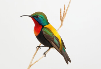 Obraz premium Bird Mrs. Gould's Sunbird perched on a branch, white background