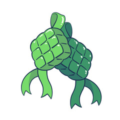 Obraz premium Ketupat traditional Indonesian rice dumpling vector illustration for Eid al-Fitr.