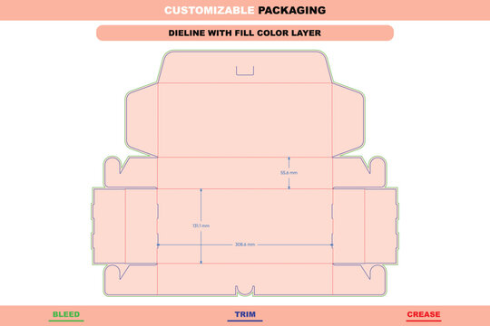 Tuck end mailer box folding carton dieline template with customizable flip top closures die line layout printable product packaging mockup modern interlocking buckle boxes