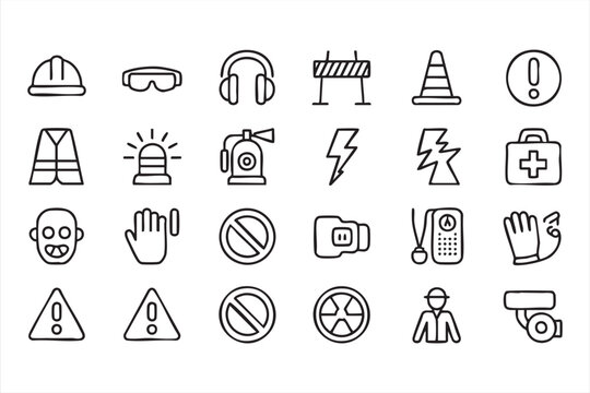 Safety protection symbols for industrial sites and workplace manuals