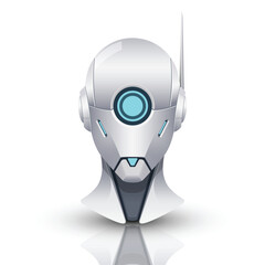 Futuristic Robot Head, Vector Illustration