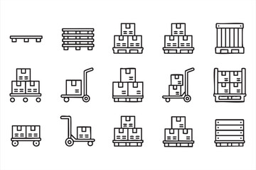 Freight and Distribution Line Icons for Ecommerce Logistics UI