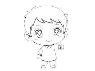 Obraz premium Cartoon boy thumbs up isolated on transparent background