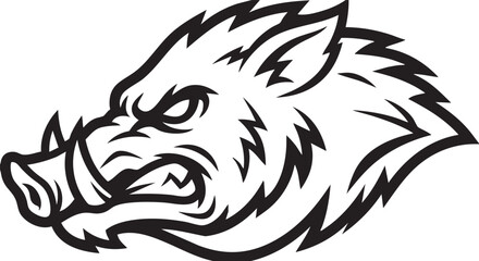 Obraz premium A fierce depiction of a wild boar with intense gaze and formidable tusks.