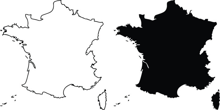 Contrast depiction of the map of france highlighting its full and partial coverage