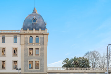 Classic Building with Slate Dome and Elegant Stone Facade in the Bilbao City