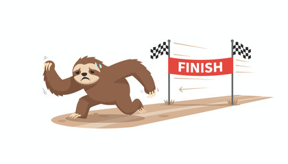 Fototapeta premium Determined Sloth Racing Towards Finish Line with Effort.