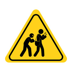 Pickpocket beware sign, Beware thief steals wallet or valuables in bag, Beware of pick pockets symbol, Awareness sign at a public place. Flat vector illustration design