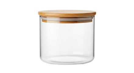 Stackable Glass Pantry Container with Bamboo Lid on Transparent Background