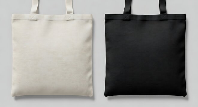 Canvas bag. mockup of fabric tote. Cloth totebag with handle. template of black and white cotton eco bag. Reusable tote for shopping. Blank mock for shopper. Ecobag for grocery