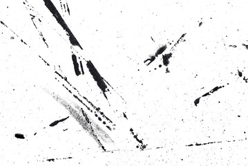 The abstract texture of black acrylic paint isolated on transparent background.