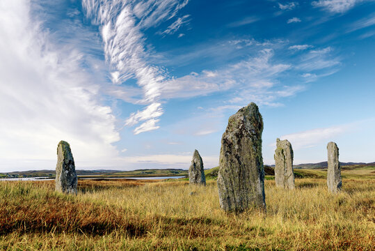 Callanish IV prehistoric stone circle, aka Ceann Hulavig. Near Garynahine, Lewis, Outer Hebrides. A satellite site close to major complex Callanish I