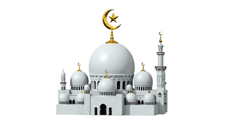 White Mosque with Golden Crescent and Star