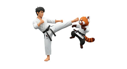 Karate training with a red panda