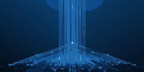 A lone figure stands beneath a bright glowing circular opening © Dibyendu