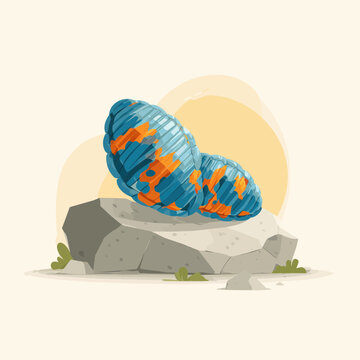 Two Blue and Orange Chitons on a Rock