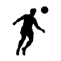 Obraz premium Athletic silhouette of a football player performing a powerful header