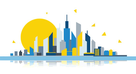 Obraz premium Cityscape, Urban Skyline, Modern Buildings, Vector Illustration