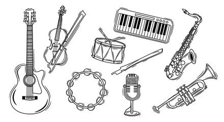 Collection of musical instruments illustration