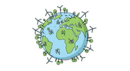Global pandemic illustration showing virus particles surrounding the Earth from a distant viewpoint