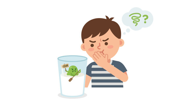 Boy Reacting to Unpleasant Drink with Disgusted Expression.